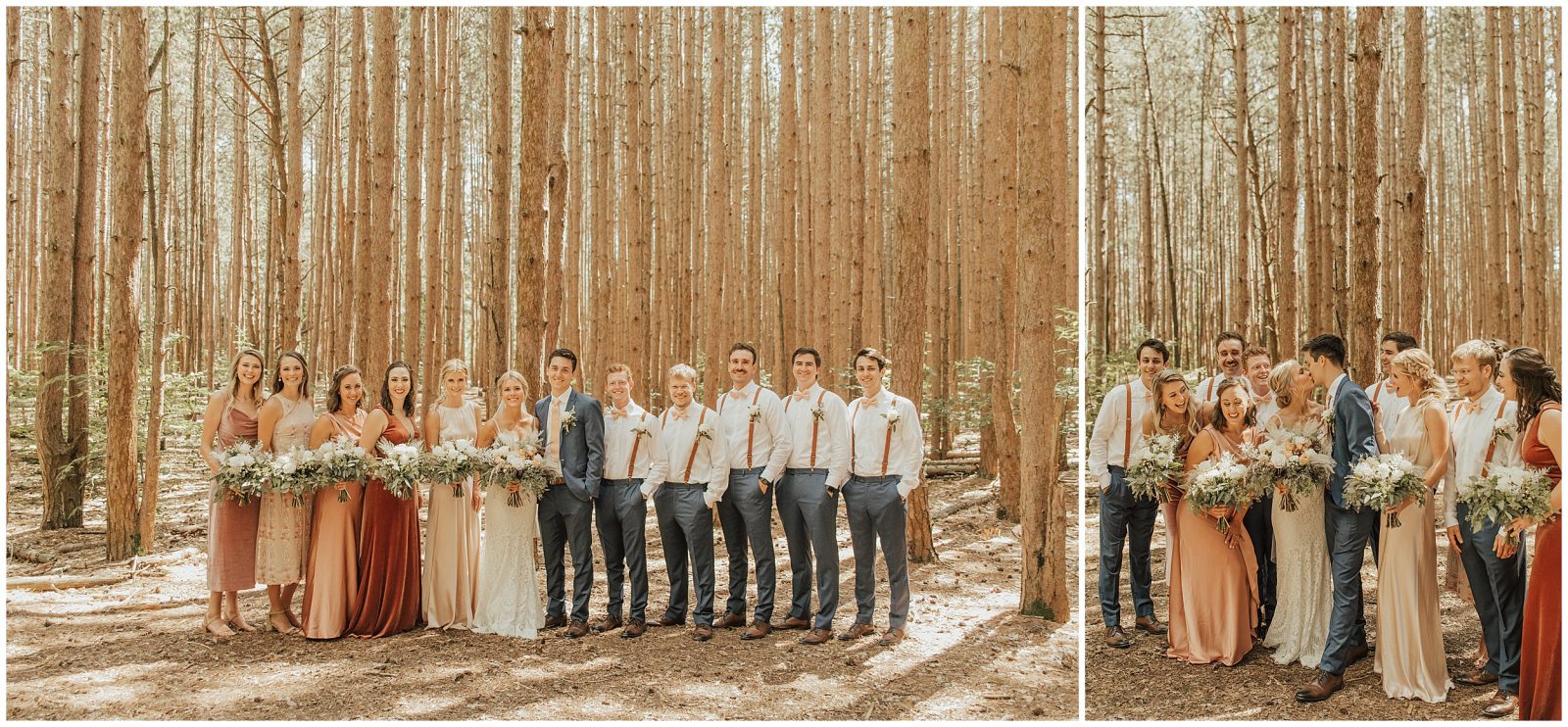 Wedding Party Photos in Forest
