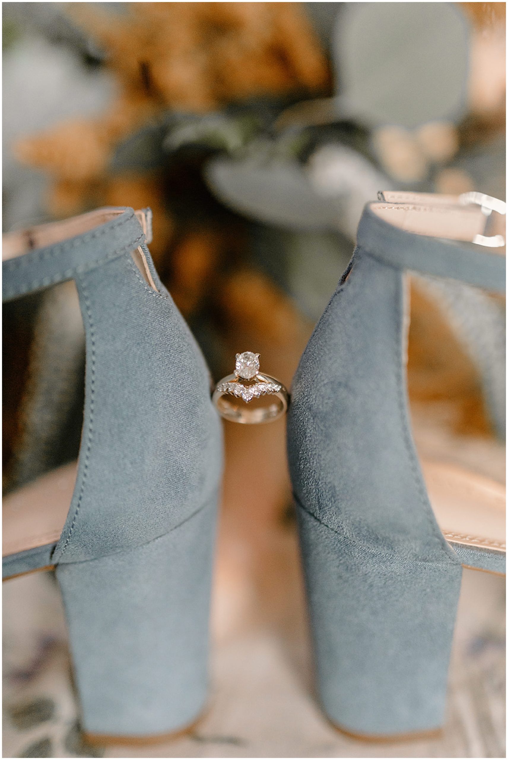 wedding ring and bridal shoes
